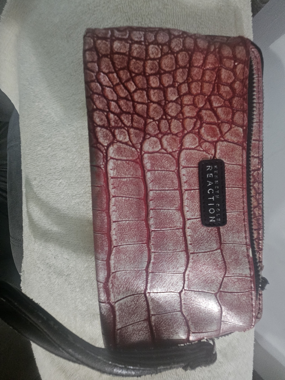 Kenneth Cole Reaction Croc-Embossed Wristlet - Burgundy